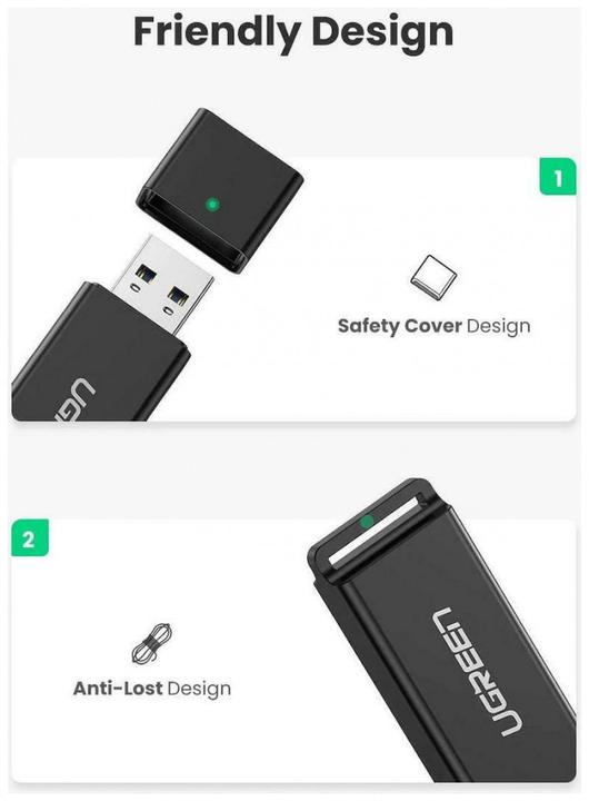 Produktbild Ugreen CM104 SD/microSD USB 3.0 memory card reader (black) (USB 3.0)