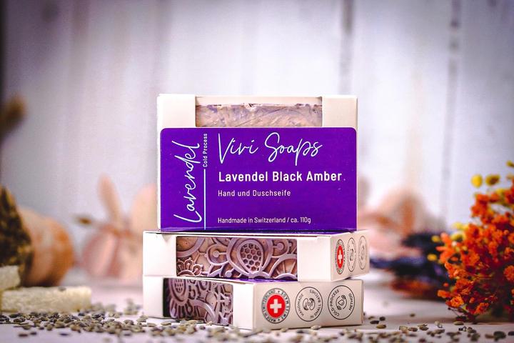 Actual product image Vivi Soaps Lavender Black Amber Soap (Hard soap)