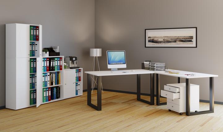 Produktbild VCM Büromöbel Eckschreibtisch Lona Tiefe 50 cm U Alu Schwarz (190 x 160 x 50 cm)