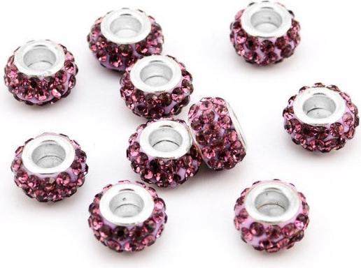 Produktbild Hermex Strass Bead versilbert 925 - Silbrig Violett (Silber 925, Metalllegierung)