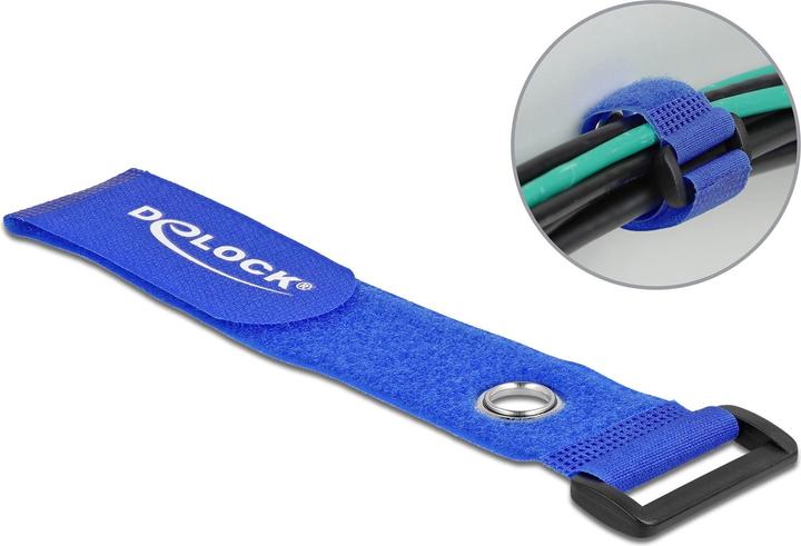 Image du produit Delock Serre-câbles velcro avec boucle et oeillet de fixation L 280 x l 38 mm bleu 3 pièces (Serre-câbles velcro, 280 mm, 3 pcs)