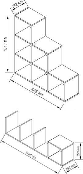Produktbild VCM Holz Stand Treppenregal 10 Fächer Napoli (143 x 29 x 139 cm)