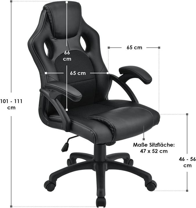 Actual product image Juskys Montreal Racing Desk Chair in Black