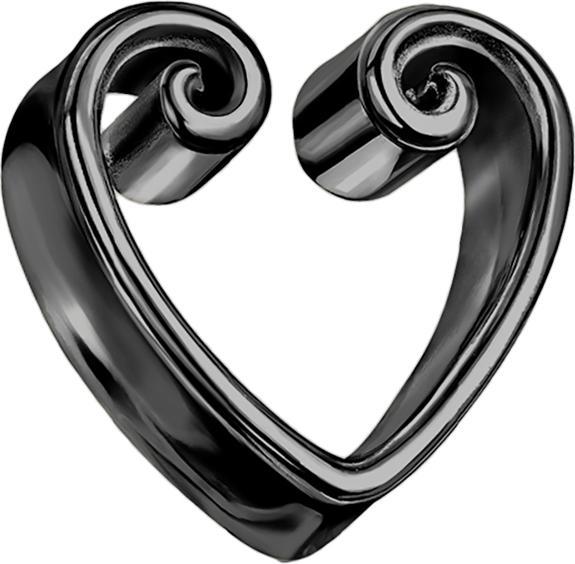 Image du produit Star Piercing Flared Tunnel noir vintage coeur (sans laiton, Acier chirurgical 316L)