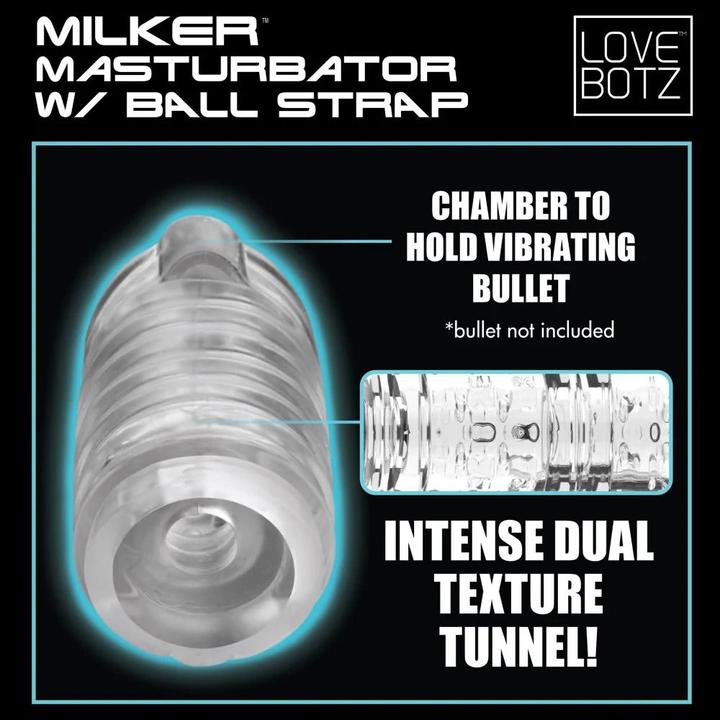 Actual product image XR Brands Milker TPE Masturbator w/ Ball Strap
