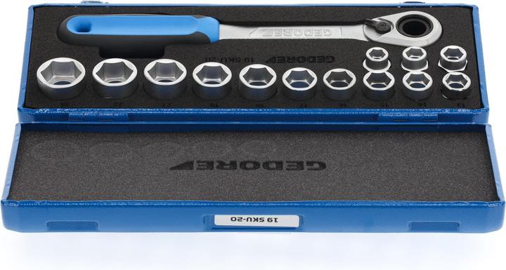 Produktbild Gedore 19 SKU-20 Steckschlüssel-Satz 1/2", 14-teilig, 10-24 mm (23 mm, 10  mm, 13 mm, 16 mm, 18 mm, 15 mm, 17 mm, 20 mm, 11 mm, 14 mm, 19 mm, 22 mm, 24 mm, 12 mm, 21 mm)