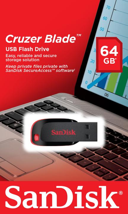 Actual product image SanDisk cruiser blade (64 GB, USB-A, USB 2.0)