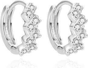 Beneto Glittering round silver earrings with zircons AGUC2122L