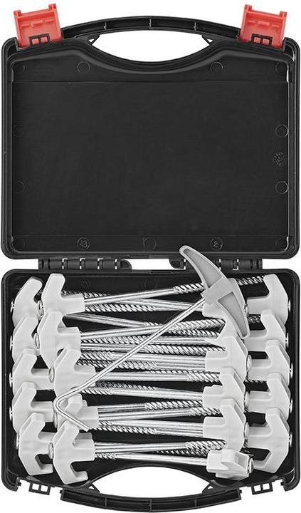 Image du produit ProPlus Piquet de tente 20 cm Metal Heavy Duty avec crochet en plastique - Set de 20 pièces dans un coffret