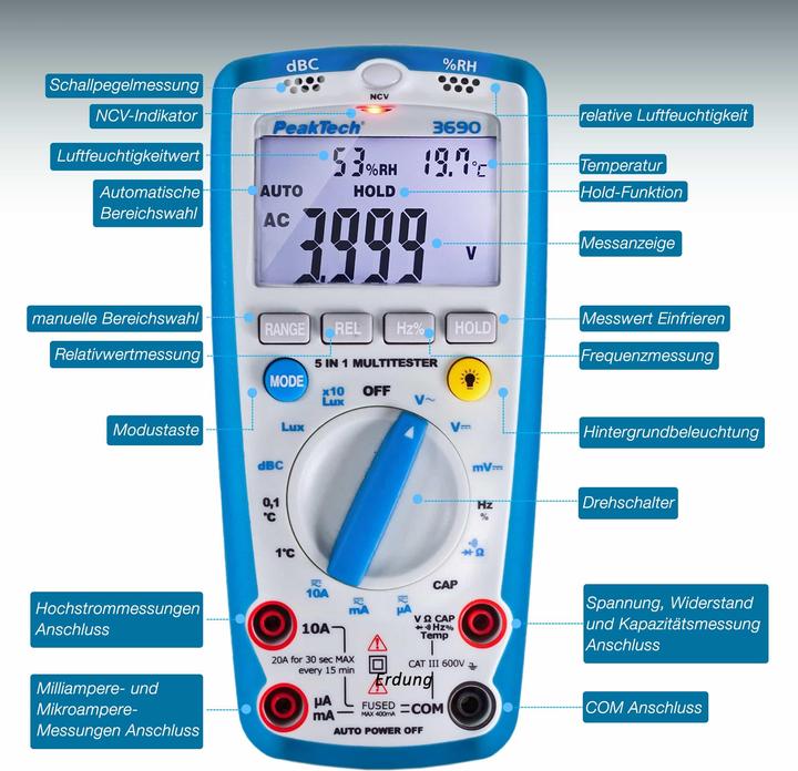 Actual product image Peaktech P 3690 Digital multimeter (CAT III 600V)