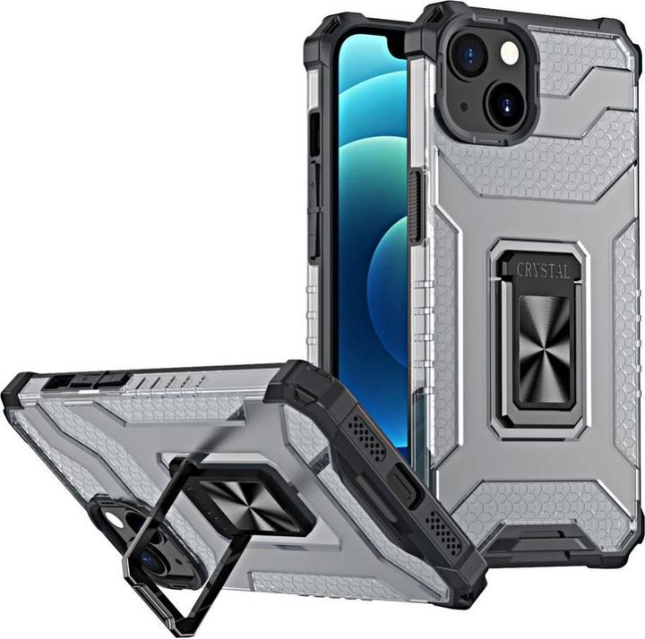 Actual product image Hurtel Crystal Ring Case Kickstand Tough Rugged Cover for iPhone 13 black (Apple iPhone 13)