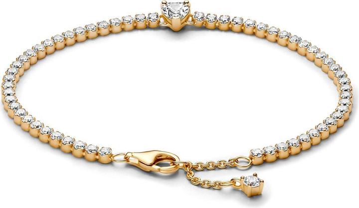 Actual product image Pandora Sparkling Heart Tennis Bracelet (20 cm, Gold plated, Metal)