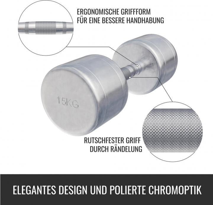 Actual product image Gorilla Sports Chrome dumbbells (2 x 15 kg)