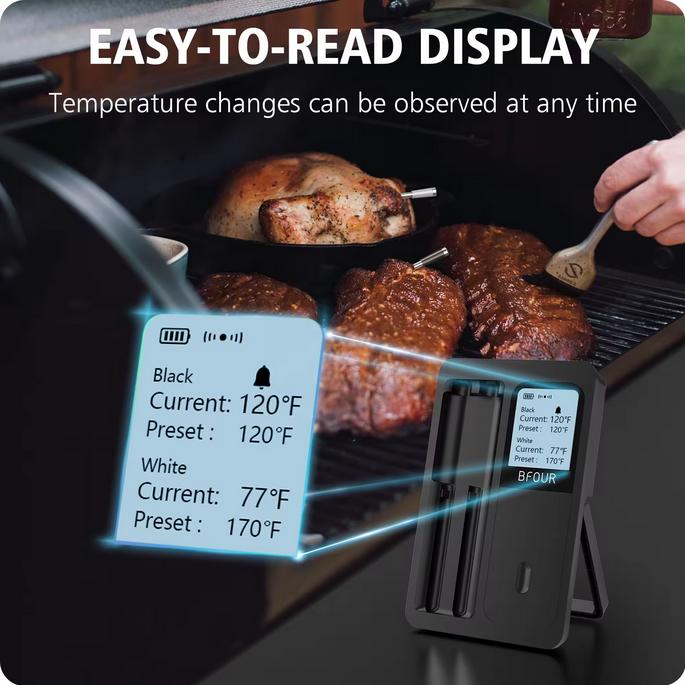 Immagine prodotto PhoneLook BFOUR Termometro intelligente Bluetooth per carne doppio BF-40 Batteria ecologica al litio Display