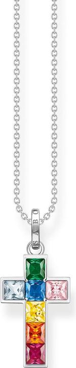 Actual product image Thomas Sabo Chain cross colorful stones silver (925 silver, 40 - 45 cm)