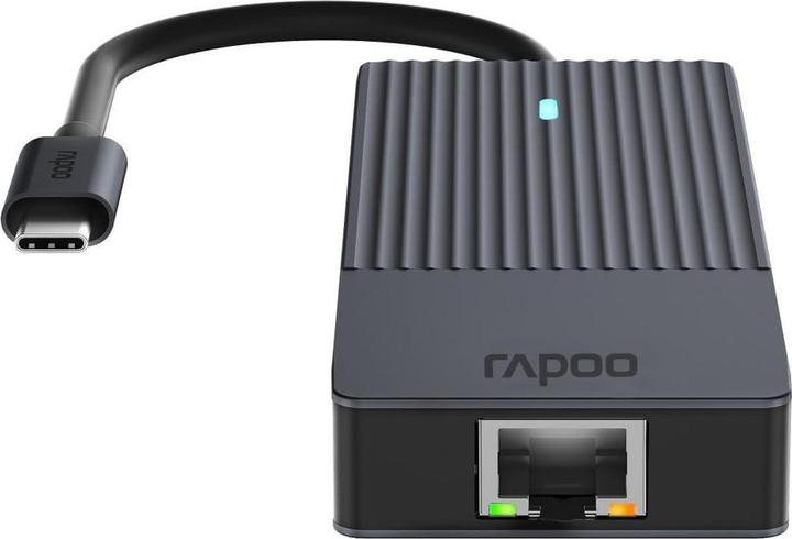 Actual product image Rapoo USB-C Multiport Adapter, 8-in-1, grey (USB-C, 8 Ports)