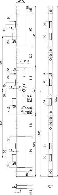 Immagine prodotto MSL Serratura multipunto Standard FlipLock 24421 Piastra a U