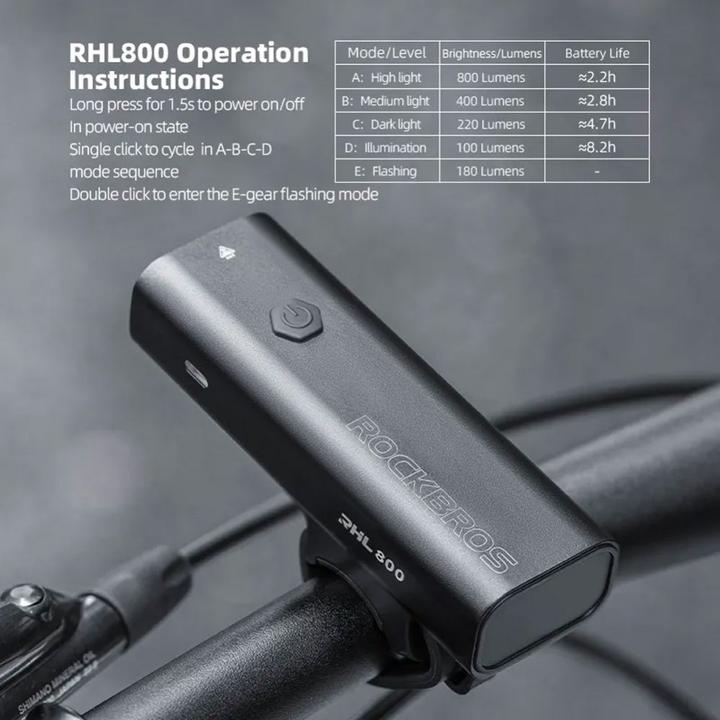 Actual product image Rockbros Bicycle front light (800 lm)