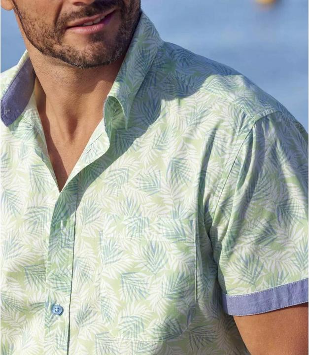 Actual product image Atlas For Men Mens Palm Print Summer Shirt (XL)
