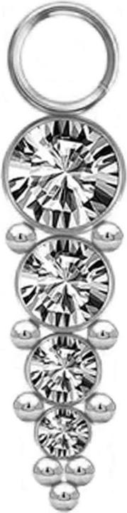 Produktbild Star Piercing Anhänger silber vier Kristalle silber mit Kugeln (ohne Messing, Chirurgenstahl 316L)