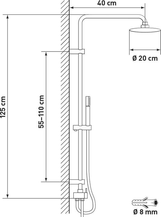 Actual product image Diaqua Shower system Namaka chrome-plated