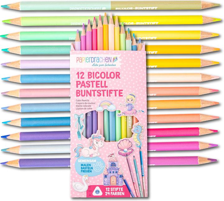 Image du produit Papierdrachen 12 Bicolor Buntstifte pastell (12 x)