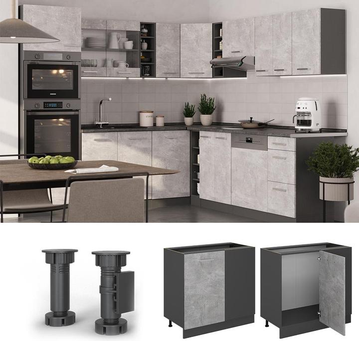 Produktbild Vicco Eckunterschrank R-Line, Beton/Anthrazit, 86 cm ohne Arbeitsplatte