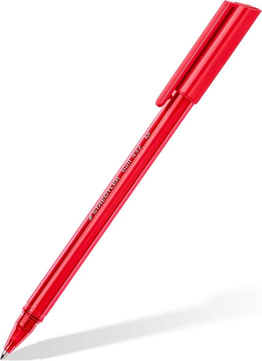 Staedtler Kugelschreiber ball 432, M, 10er Polybeutel dreieckig, Schaft, Kappe, und Clip in Strichfarbe, doku