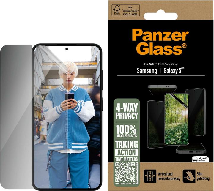 Immagine prodotto PanzerGlass ® ECO MATRIX 4-way privacy screen protector Ultra-wide Fit (1 Pezzo/i, Samsung Galaxy S25, Samsung Galaxy S24)