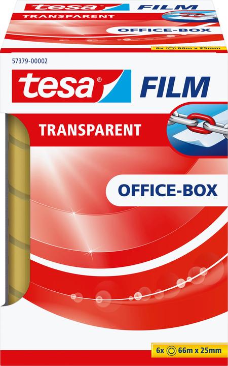tesa 6x tesafilm TRANSPARENT - mit starker Haftung - alterungsbeständig und reissfest (25 mm)