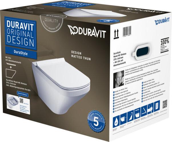 Actual product image Duravit Durastyle Rimless white wall-hung WC set with SoftClose WC seat and concealed fixings
