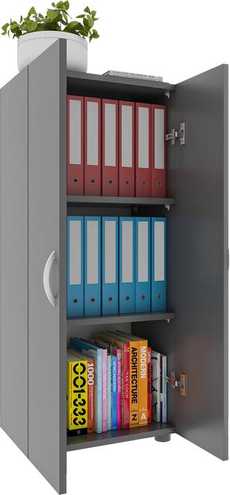 Image du produit VCM Armoire de bureau Livres Dossiers Meuble de bureau Armoire Ulas 3 portes battantes (49 x 34 x 108 cm)