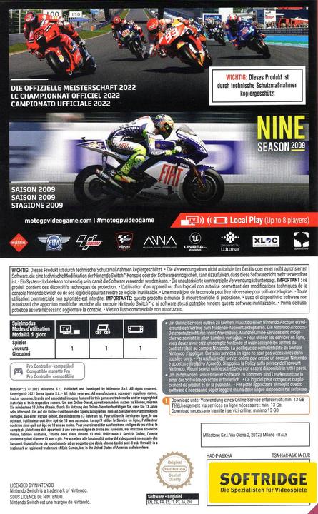 Image du produit Plaion MotoGP 22 (kh4) (Switch Lite, Switch OLED, Switch)