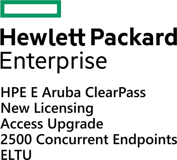 Actual product image HPE E Aruba ClearPass, New Licensing, Access, Upgrade, 2500 Concurrent Endpoints, E-LTU (2500 Devices)