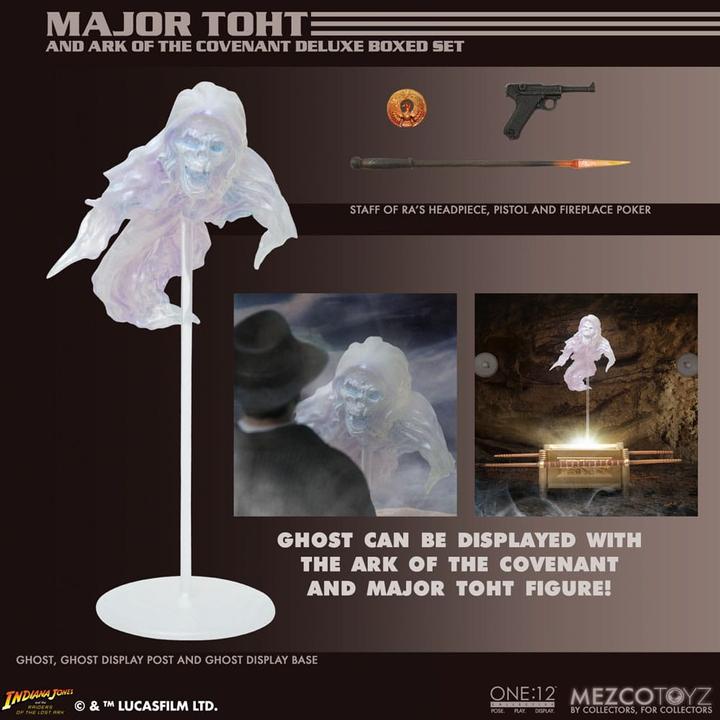 Actual product image Mezco Toys Indiana Jones Action Figure 1/12 Major Toht and Ark of the Covenant Deluxe Boxed Set 16 cm