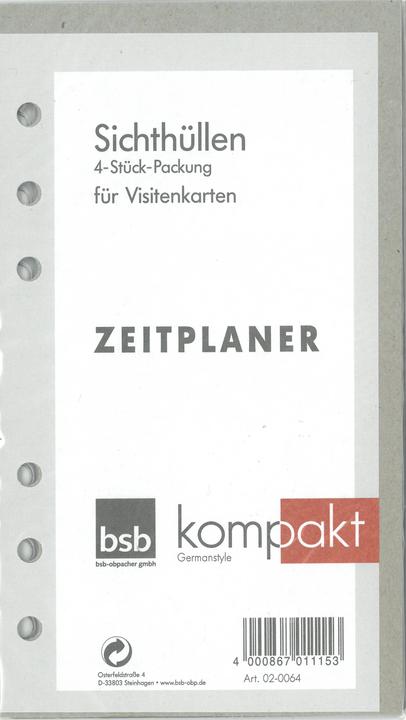 Produktbild BSB-Obpacher Sichthülle für Timer ca. A6 für Visitenkarten