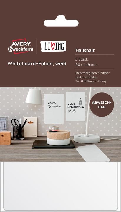 Produktbild Magni 62013 Living Whiteboard Folien (beschreibar und abwischbar, 98 x 149 mm) 3 Stück wei