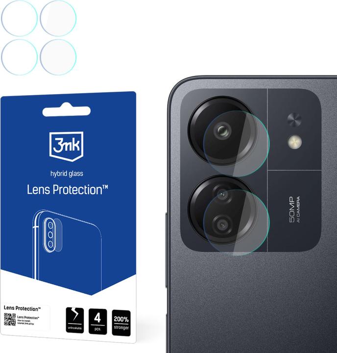 3MK hybrid glass Lens Protection for camera for Redmi 13C (1 Piece, Xiaomi Poco C65, Xiaomi Redmi Note 13 4G)