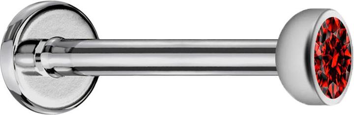 Star Piercing Micro Labret Innengewinde silber mit Halbkugel Kristall rot (Titan G23, ohne Messing)
