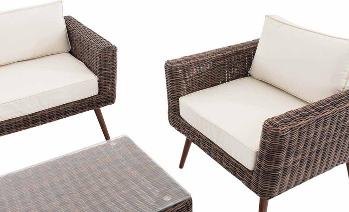 Produktbild Swisshandel24 Loungeset Kiruna Rundrattan Braun-meliert 40 cm (Dunkelbraun), cremeweiss