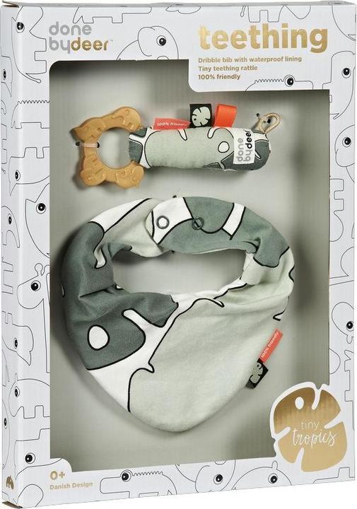 Actual product image Done by Deer Gift Set Bib & Teething Ring Tiny Tropics