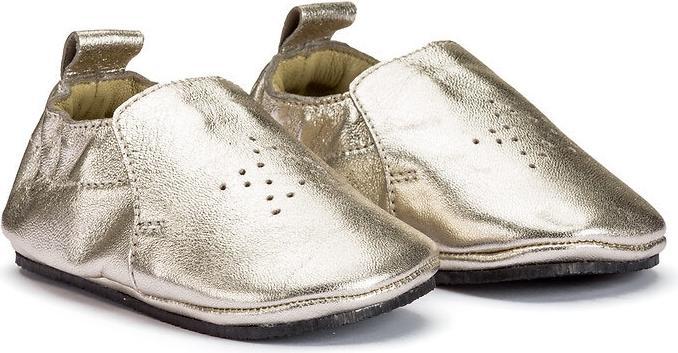 Actual product image La Redoute Collections Gold coloured leather slippers with star motif (21)