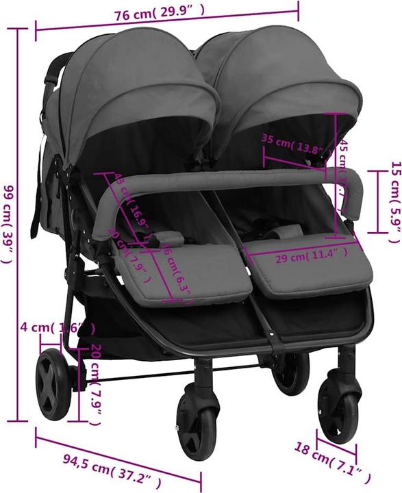 Image du produit VidaXL Geschwisterwagen