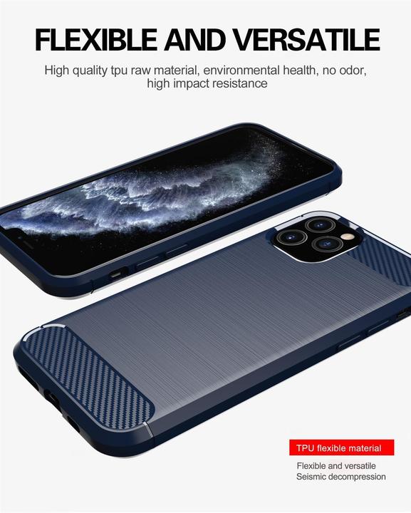 Actual product image Cadorabo TPU Ultra Slim carbon stainless steel Combi Cover (Apple iPhone 11 Pro)