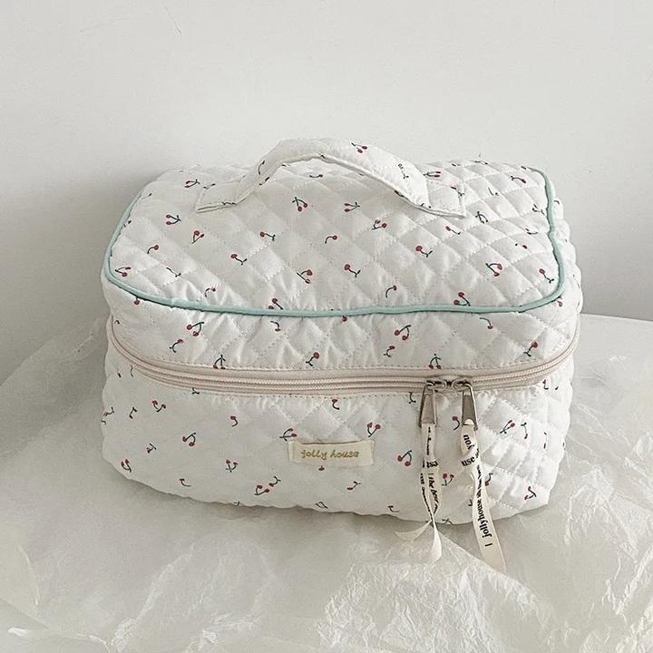 Only-Bags.Store Cute Quilting Baumwolle Make-up Tasche Reissverschluss Kosmetik Veranstalter Tuch Handtasche Box