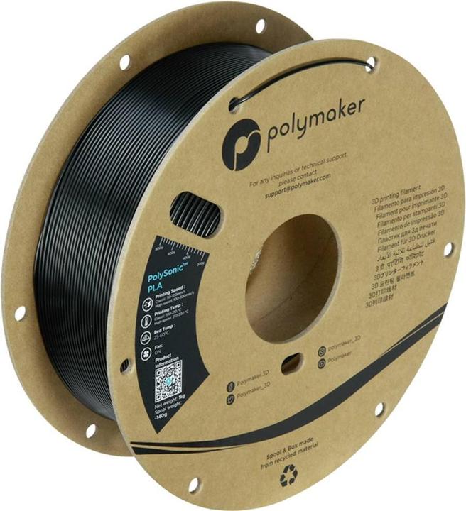 Produktbild Polymaker PolySonic High Speed PLA (PLA, 1.75 mm, 1000 g, Schwarz)