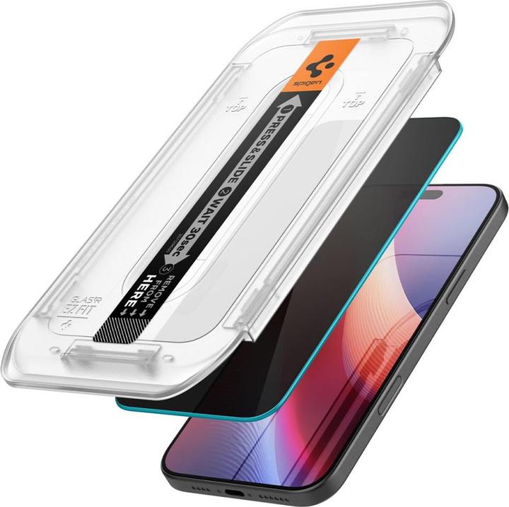 Actual product image Spigen Glas.Tr â€Ez Fitâ€ 2-Pack for iPhone 16 Pro 6,3" privacy (2 Piece, Apple iPhone 16 Pro)