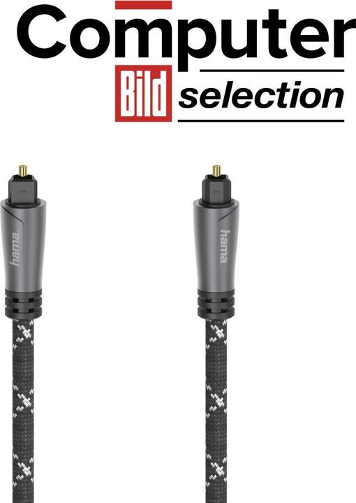 Image du produit Hama Câble audio à fibres optiques, connecteur ODT (Toslink), métal, 3,0 m (3 m, TOSLINK)