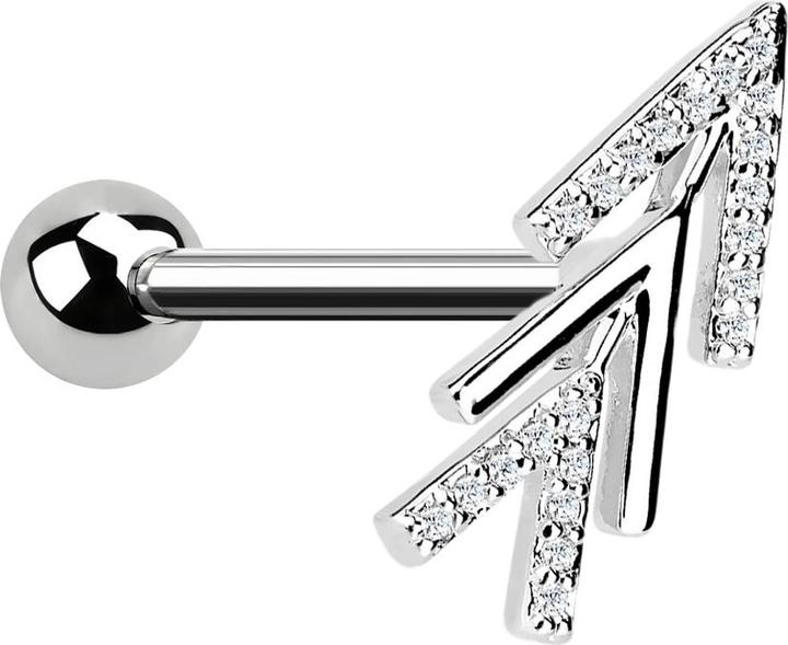 Star Piercing Micro Barbell silber dreifach Pfeil mit Kristallen (Chirurgenstahl 316L, Messing)