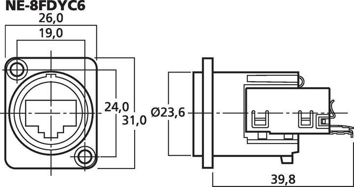 Immagine prodotto Neutrik EtherCon® RJ45 6 jack da pannello